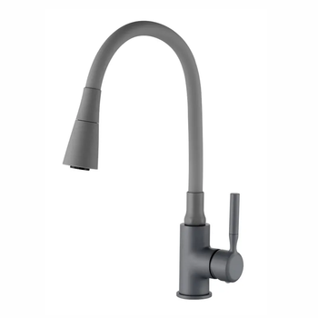 Смеситель для кухни Zerix Atrium-011-T Graphite Refl.Gray (латунь/цвет графит+силиконовый серый излив) (ZX6107)