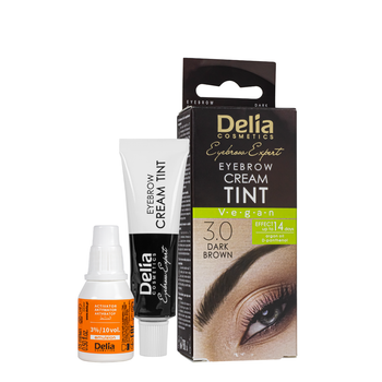 Крем-фарба для брів без аміаку з олією аргани Delia cosmetics Color Cream , тон 3.0 Темно-коричнева