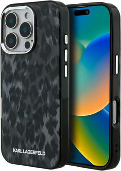 Панель Karl Lagerfeld IML Leopard Pattern MagSafe для iPhone 16 Pro Max Black (3666339465490)