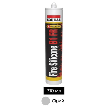 Герметик силиконовый огнестойкий 310 мл серый [00002000000003P001] Silicone B1 FR Soudal