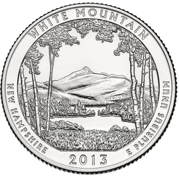 Монета 25 центів (квотер) США 2013 P UNC "Національний ліс Уайт-Маунтин". White Mountain