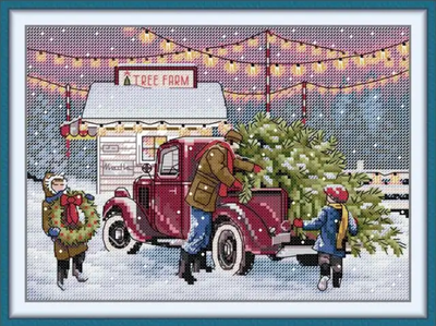Набор для вышивания по нанесённой на канву схеме "Christmas Eve".AIDA 14CT printed , 30*21 см