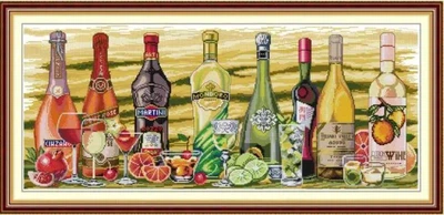 Набор для вышивания по нанесённой на канву схеме "Wine". AIDA 14CT printed, 77*36 см