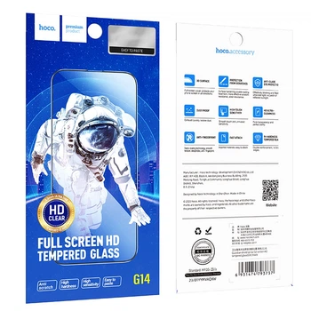 Защитное стекло Hoco Guardian shield series full-screen HD tempered glass set for iP16e/14/13/13 Pro (G14) Black
