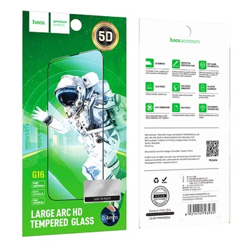 Защитное стекло Hoco Guardian shield series full-screen 5D large arc tempered glass set for iP16/15 (G16) Black
