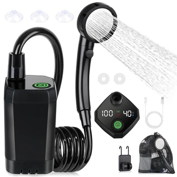 Портативный аккумуляторный душ для кемпинга Portable shower с цифровым дисплеем