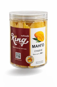 Манго KING сушене без цукру (банка) 0,5 кг