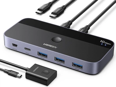 Коммутатор Switch Ugreen USB 3.2 4-портовый USB-переключатель-концентратор 10 Гбит/с Black (CM691)