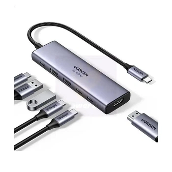 USB-концентратор UGREEN 6-in-1 Multifunctional USB-C USB-C TO HDMI+USB-A 3.2+USB 3.2 C+PD Power Grey (CM511)