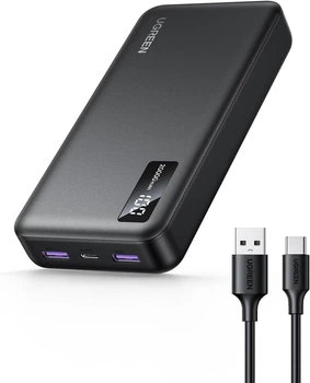Зовнішній акумулятор повербанк UGREEN Power Bank, 20000 mAh 22.5 W Portable Charger USB C Input & Out Black (PB312)