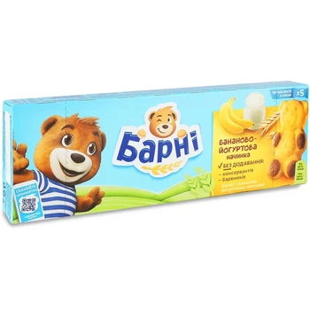 Тістечко Барні Duo банан бісквітне 5*30 г