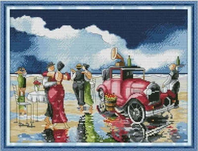 Набор для вышивания по нанесённой на канву схеме "Beach ball". AIDA 14CT printed, 38*31 см