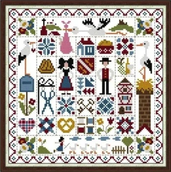 Набор для вышивания по нанесённой на канву схеме "Mending and sewing". AIDA 14CT printed 28*28 см