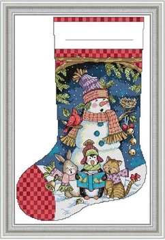 Набір для вишивання за нанесеною на канву схемою "Christmas Stocking-chant". AIDA 14CT printed, 34*50 см