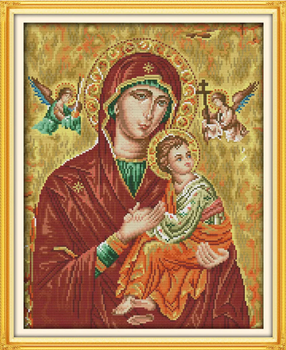 Набор для вышивания по нанесённой на канву схеме "Madonna-and-child (14)". AIDA 14CT printed 35*43 см