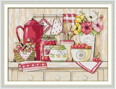 Набір для вишивання за нанесеною на канву схемою Cozy kitchen. AIDA 14CT printed 56*44 см