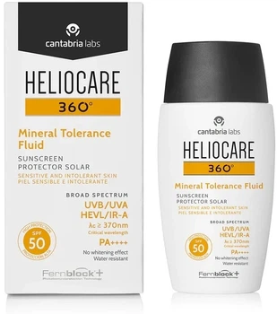 Солнцезащитный минеральный крем-флюид CANTABRIA LABS SPF50 для чувствительной кожи HELIOCARE 360º MINERAL TOLERANCE FLUID 50 мл