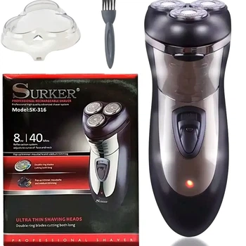 Электробритва SURKER SK-316 аккумуляторная с USB триммер для бороды с индикатором заряда влагозащищенный корпус черный