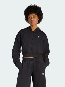Толстовка на молнии с капюшоном женская Adidas Originals Ess Ft Hd KE3215 XS Black (4068821179042)