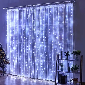 Гирлянда штора светодиодная 400Led холодный белый 3х2м для украшения окон MA422