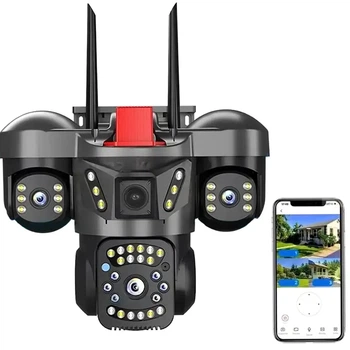 Камера видеонаблюдения 4G 12MP 6K поворотная уличная с датчиком движения LED ИК подсветкой для внутреннего использования