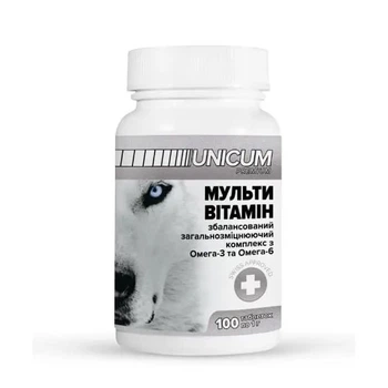 Вітаміни для собак Unicum Premium мультивітамін, 100 таблеток 100 г