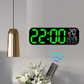 Годинник Deepfox GH-9016 LED цифровий електронний настінний/настільний Будильник Дата Температура 46х16см зелений/білий
