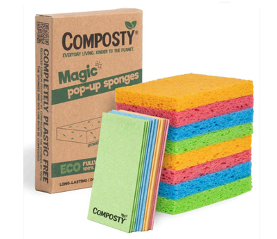 Набір губок Біорозкладні екологічні губки без пластику Composty Magic Pop-Up Sponge Eco 12 шт.