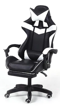 Fotel gamingowy Hedo z podnóżkiem Czarno-biały (5902734872654)