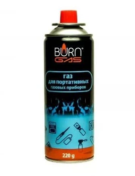 Цанговый газовый баллон - картридж для туристических плит и горелок Burn Универсальный 220 г 1 шт