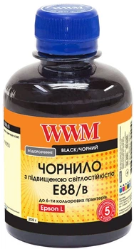 Чорнило WWM для Epson L8050/L18050 Water Soluble/Lightfast 200 мл Black (E88/B)