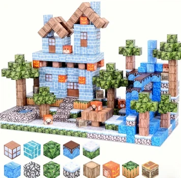 Магнитный конструктор 100шт кубики на магнитах Майнкрафт блоки Minecraft дом питомцы дом
