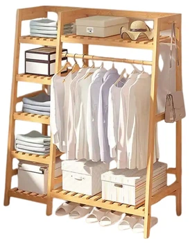 Wieszak na ubrania Hedo bambusowy z 5 półkami długość 110 cm (5904041139895)