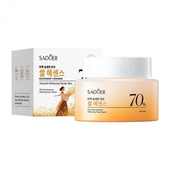 Крем для обличчя відбілюючий з екстрактом рису SADOER Rice Essence Whitening Face Cream, з ніацинамідом та керамідами, 50 г