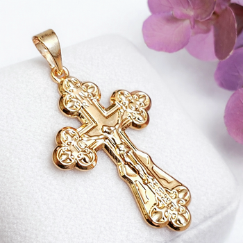 Крестик Xuping Jewelry длина с ушком 4.7см на цепочку до 6мм медзолото позолота 18К к298