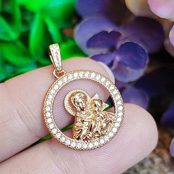 Ладанка Xuping Jewelry Божья матерь с младенцем длина с ушком 2.8см ширина 2см медзолото л353