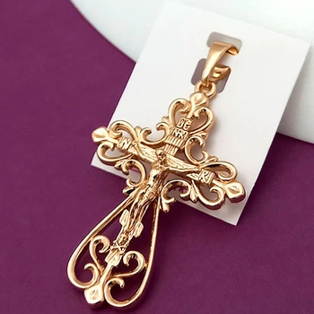 Крестик Xuping Jewelry длина c ушком 4.8см ширина 2.7см медзолото позолота 18К к395