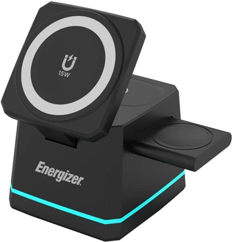 Зарядное устройство Energizer WCP307 3-in-1 15W Magnetic Wireless Fast Charger Black (WCP307)