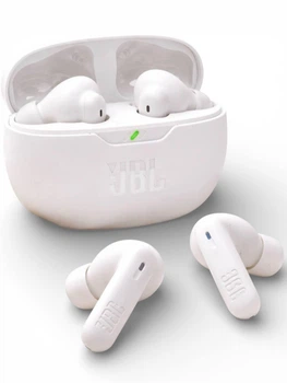 Бездротові Навушники з мікрофоном та шумоподавленням JBL Wave Beam2 ANC ENC Pure Bass Smart Ambient для iPhone Android Bluetooth 5.3 Type-C Зарядка Сенсорне керування LED Зарядний ке White