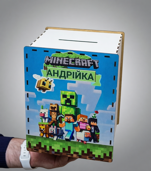 Копилка на 365 дней с принтом Minecraft и именем