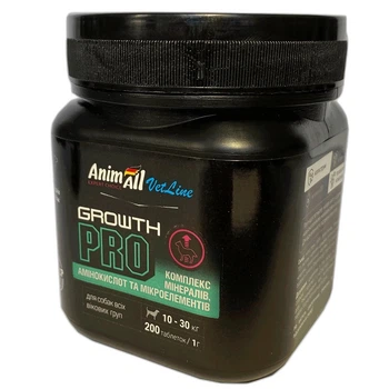 Витамины для набора мышечной массы у собак средних пород AnimAll VetLine Growth Pro, 200 табл
