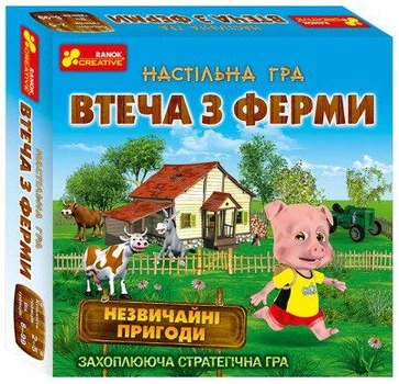 Настольная игра Побег с фермы Ранок стратегическая для детей 30 фишек животных 112 карточек 23.5x23.5x5 см Разноцветная для развития логики и мышления
