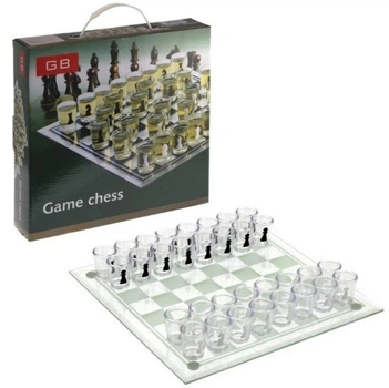 Алкогольные шахматы Shot Glass Chess со стеклянными рюмками, настольная игра для взрослых, 32 шт