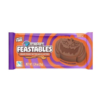 Шоколадный Батончик Feastables MrBeast Peanut Butter Jack-O-Lantern Halloween Тыква 35г