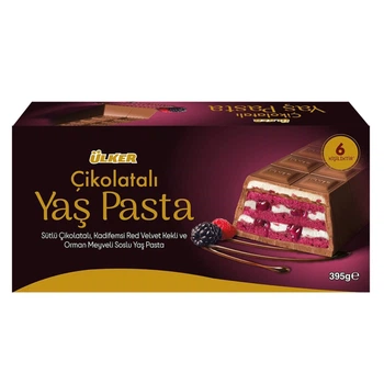 Шоколадний Торт Ülker Çikolatalı Yaş Pasta Red Velvet Червоний Оксамит із Лісовими ягодами 395г