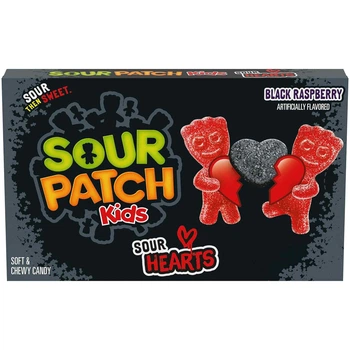 Кислые мармеладки Sour Patch Kids Valentines Sour Hearts Black Raspberry Сердечка 87г