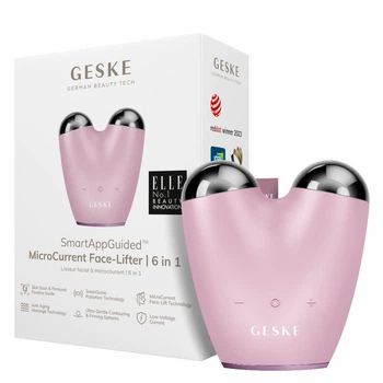 Микротоковый подтягиватель лица GESKE MicroCurrent Face-Lifter 6в1 розовый