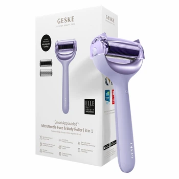 Электронный роллер для лица и тела с микроиглами GESKE MicroNeedle Face&Body Roller 8в1 пурпурный