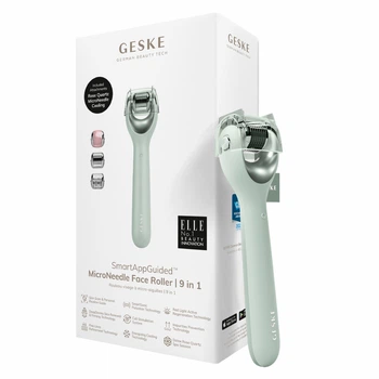Электронный роллер для лица с микроиглами GESKE MicroNeedle Face Roller 9в1 зеленый