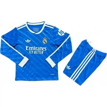 Футбольна форма з довгим рукавом дитяча Реал Мадрид (Real Madrid) 2025-2026 резервна синьо-біла 145-155 см F0428